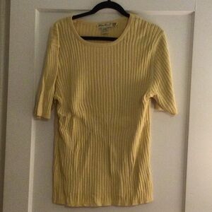 Yellow Ribbed Short Sleeve Top